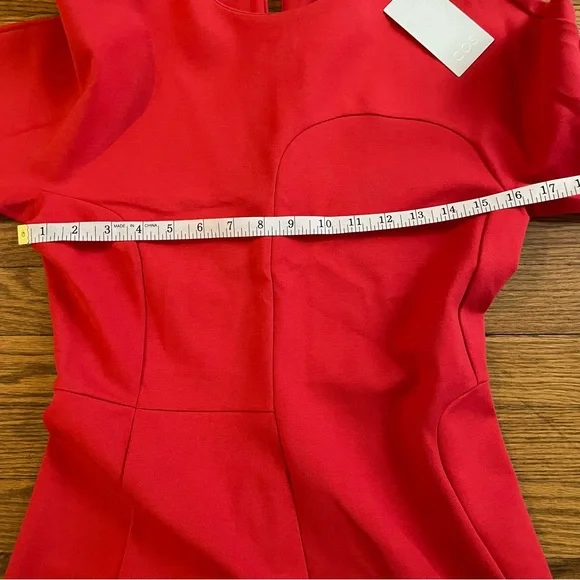 NWT COS Long Sleeve Vibrant Red Midi Dress - Picture 3 of 7